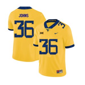 Men's West Virginia Mountaineers NCAA #36 Ricky Johns Yellow Authentic Nike 2019 Stitched College Football Jersey RO15A02RX